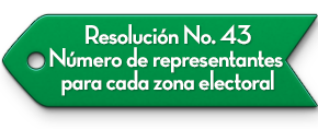 Resoluci�n No. 43 N�mero de representantes para cada zona electoral