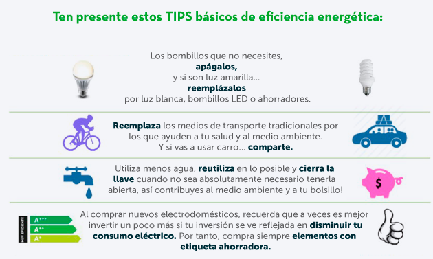 Ten presente estos TIPS bsicos de eficiencia energtica: